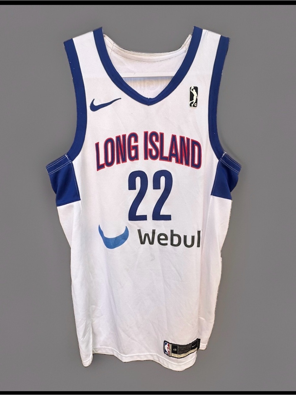 Nike 2022 Long Island Nets G Leauge Game used jersey Brandon Rachal